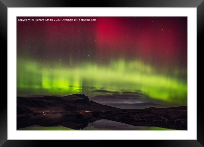 Aurora Borealis over The Storr on the Isle of Skye #2 Framed Mounted Print by Richard Smith