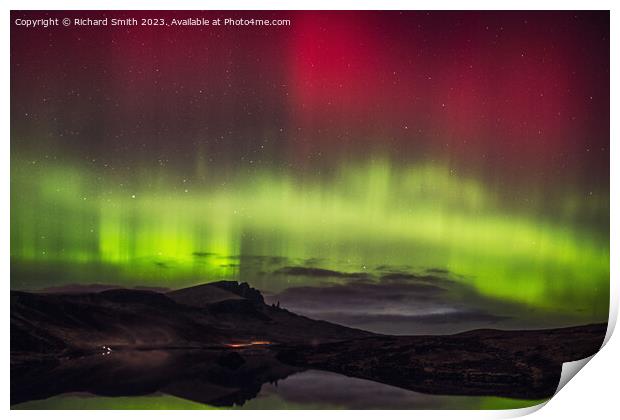 Aurora Borealis over The Storr on the Isle of Skye #2 Print by Richard Smith