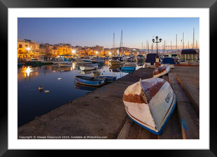 Msida Yacht Marina Framed Mounted Print by Slawek Staszczuk