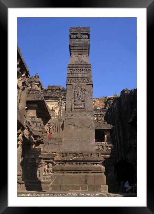 Stone Pillar at the Kailash Temple Framed Mounted Print by Aidan Moran