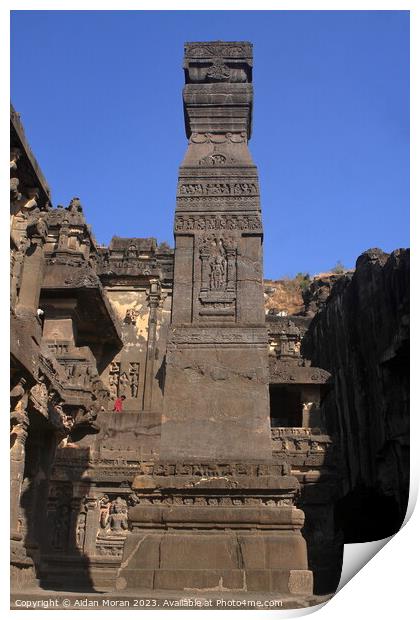 Stone Pillar at the Kailash Temple Print by Aidan Moran