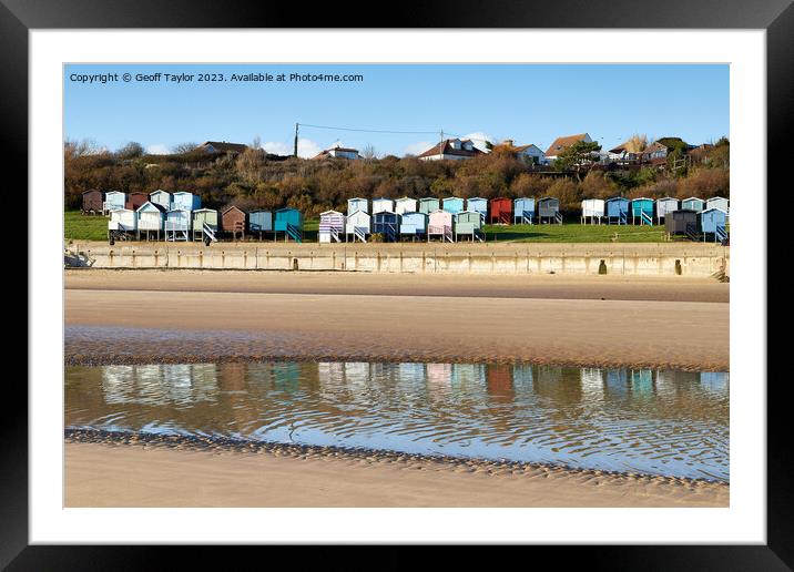 Colourful beach huts at Frinton on Sea Framed Mounted Print by Geoff Taylor