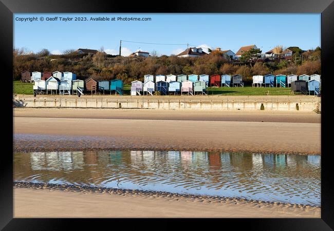 Colourful beach huts at Frinton on Sea Framed Print by Geoff Taylor