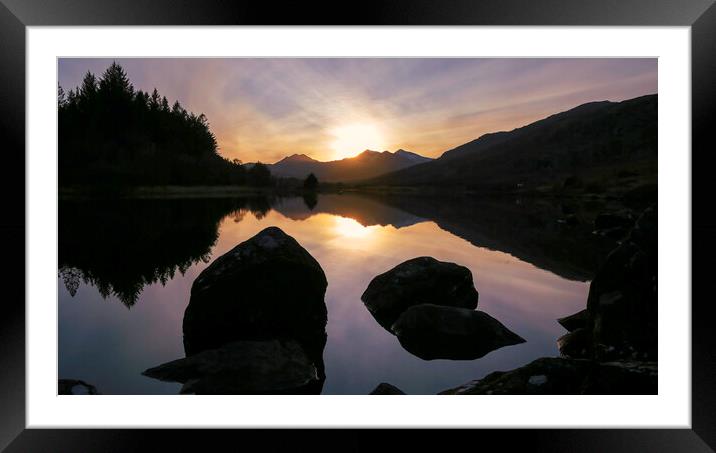 Sunset over the mountains Framed Mounted Print by Leighton Collins