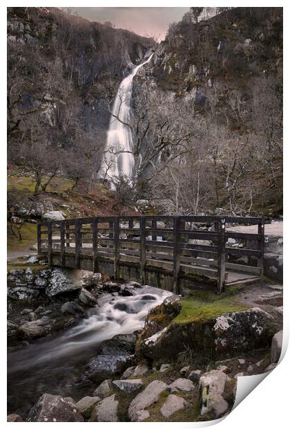 The bridge at Aber Falls Print by Leighton Collins