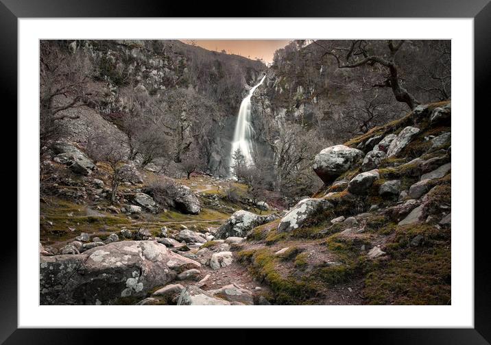 Aber Falls in North Wales Framed Mounted Print by Leighton Collins