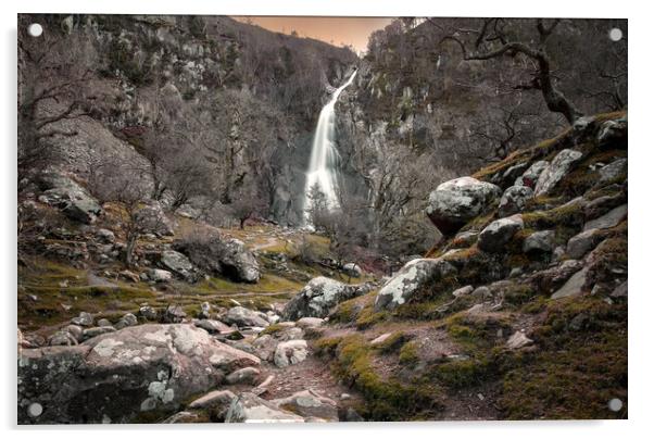 Aber Falls in North Wales Acrylic by Leighton Collins