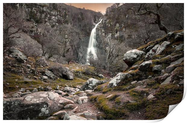 Aber Falls in North Wales Print by Leighton Collins