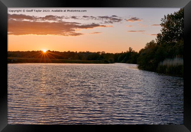 Sunset over the river Framed Print by Geoff Taylor