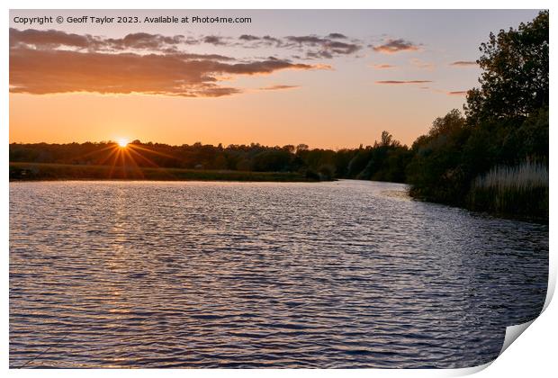 Sunset over the river Print by Geoff Taylor