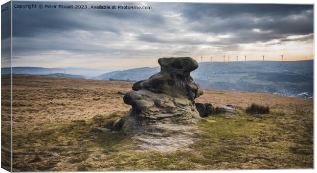 The Basin Stone above Todmorden in West Yorkshire Canvas Print by Peter Stuart