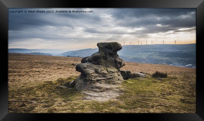 The Basin Stone above Todmorden in West Yorkshire Framed Print by Peter Stuart
