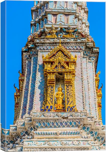Gold Buddha Blue Porcelain Pagoda Grand Palace Bangkok Thailand Canvas Print by William Perry