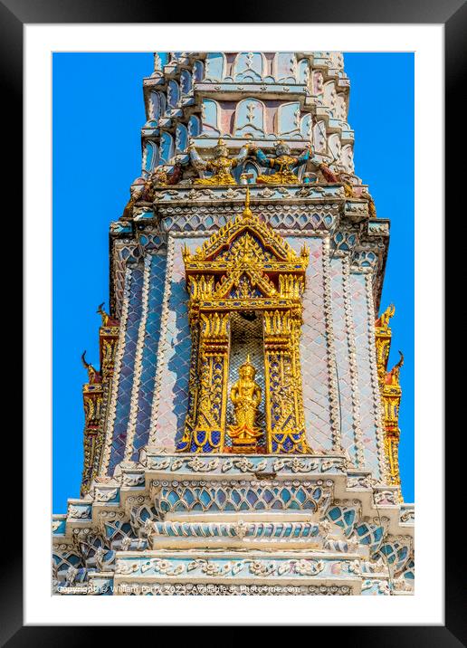 Gold Buddha Blue Porcelain Pagoda Grand Palace Bangkok Thailand Framed Mounted Print by William Perry