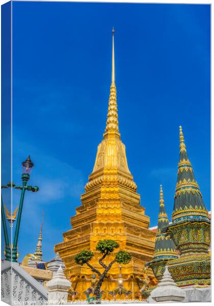 Colorful Gold Stupa Pagodas Grand Palace Bangkok Thailand Canvas Print by William Perry