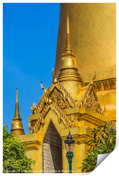 Colorful Gold Stupa Pagoda Grand Palace Bangkok Thailand Print by William Perry