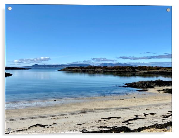 Isles of Eigg and Rhum from Traigh beach Acrylic by yvonne & paul carroll