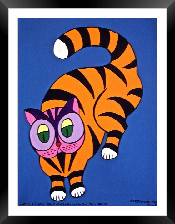 Colourful cat Framed Mounted Print by Stephanie Moore