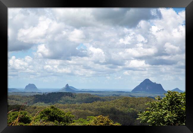 Glass House Mountains seen from Maleny Framed Print by Antonio Ribeiro