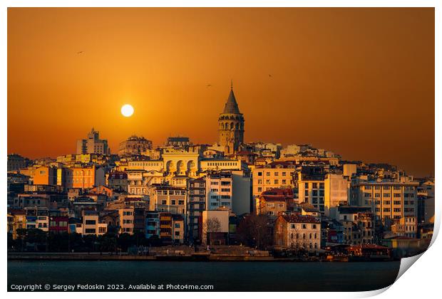 Galata Tower in Istanbul, Turkey.  Print by Sergey Fedoskin