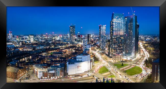Manchester Blue Hour Framed Print by Apollo Aerial Photography
