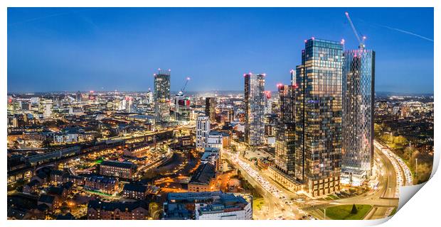 Manchester at Night Print by Apollo Aerial Photography