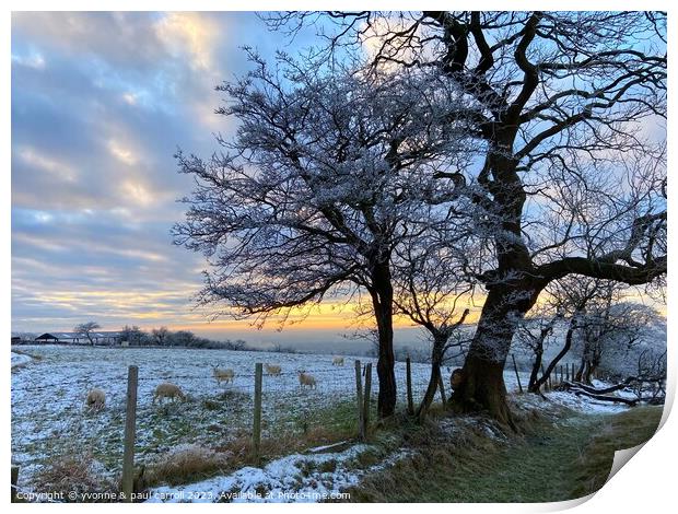 A frosty sunset in Yorkshire Print by yvonne & paul carroll