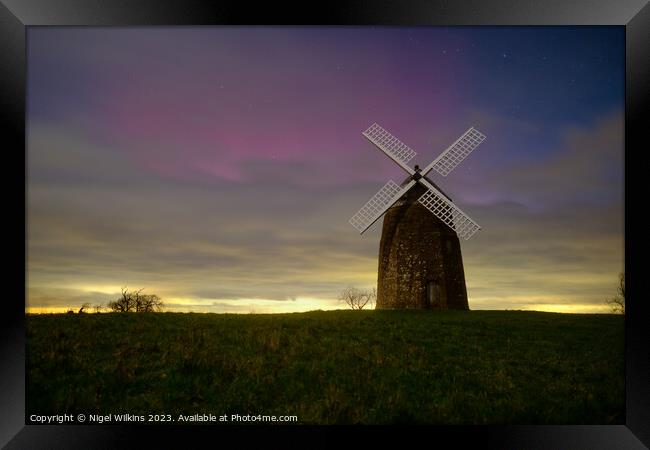 Tysoe Windmill Aurora Framed Print by Nigel Wilkins