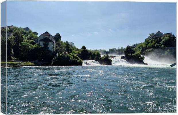 View of Rhine falls (Rheinfalls).The famous rhine falls in the swiss near the city of Schaffhausen Canvas Print by Irena Chlubna