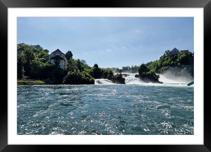 View of Rhine falls (Rheinfalls).The famous rhine falls in the swiss near the city of Schaffhausen Framed Mounted Print by Irena Chlubna