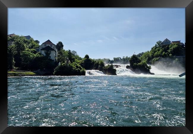 View of Rhine falls (Rheinfalls).The famous rhine falls in the swiss near the city of Schaffhausen Framed Print by Irena Chlubna