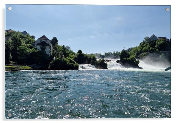 View of Rhine falls (Rheinfalls).The famous rhine falls in the swiss near the city of Schaffhausen Acrylic by Irena Chlubna