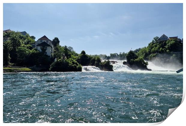 View of Rhine falls (Rheinfalls).The famous rhine falls in the swiss near the city of Schaffhausen Print by Irena Chlubna