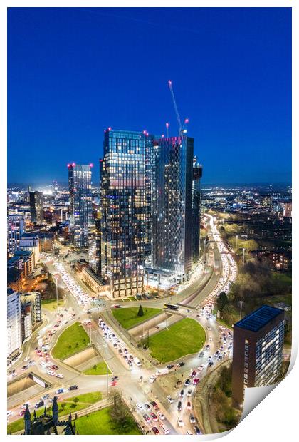 Manchester Skyline Night Print by Apollo Aerial Photography