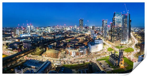 Manchester Skyline Night Print by Apollo Aerial Photography