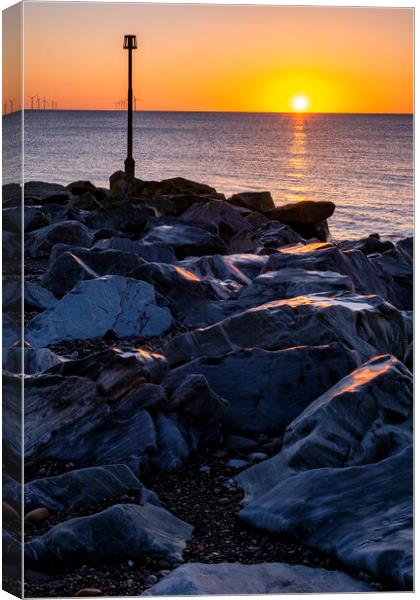 Golden Hour Beauty at Withernsea Beach Canvas Print by Tim Hill