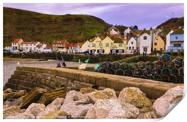 Staithes Harbour Print by Janet Carmichael