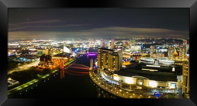 Salford Quays at Night Framed Print by Apollo Aerial Photography