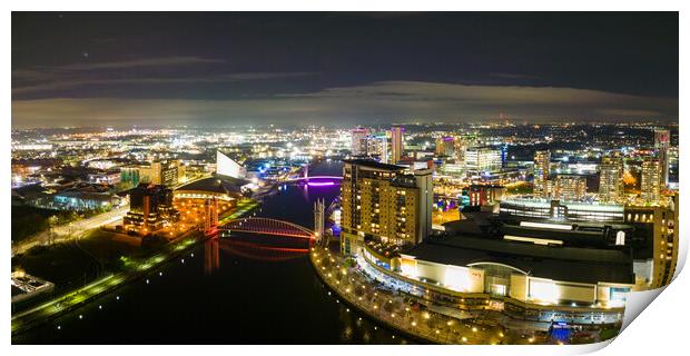 Salford Quays at Night Print by Apollo Aerial Photography
