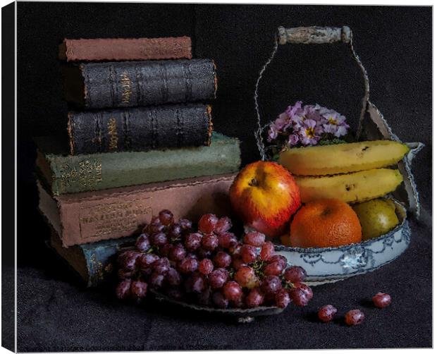 Still life Books and fruit Canvas Print by Horace Goodenough