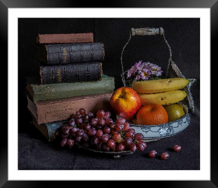Still life Books and fruit Framed Mounted Print by Horace Goodenough