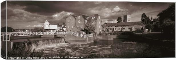 Tewkesbury, Abbey Mill and sluices Canvas Print by Chris Rose