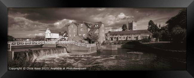 Tewkesbury, Abbey Mill and sluices Framed Print by Chris Rose