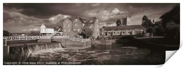 Tewkesbury, Abbey Mill and sluices Print by Chris Rose