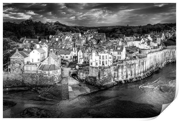 Robin Hoods Bay Black and White Print by Tim Hill