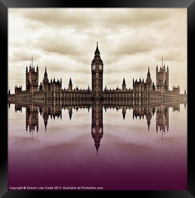 Westminster on Water (plum) Framed Print by Sharon Lisa Clarke
