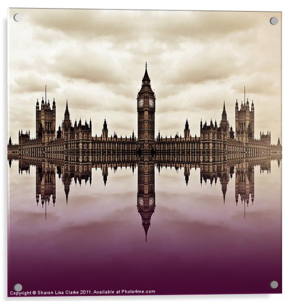 Westminster on Water (plum) Acrylic by Sharon Lisa Clarke