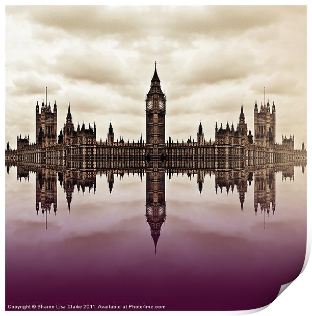 Westminster on Water (plum) Print by Sharon Lisa Clarke