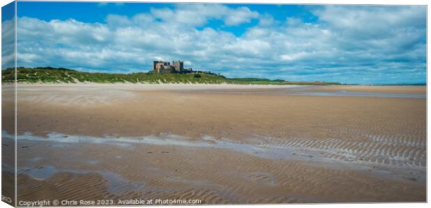 Bamburgh Castle on the horizon Canvas Print by Chris Rose