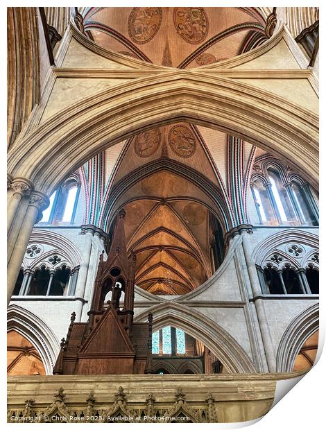 Salisbury Cathedral interior Print by Chris Rose